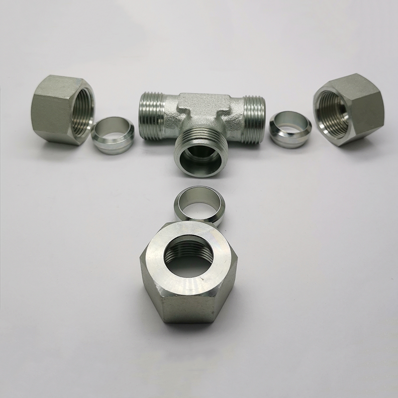 AC METRIC MALE 24°light type TEE oil hose fittings Ruihua Hardware